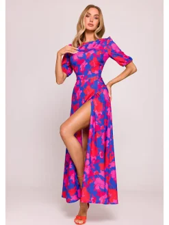 Kleid in Dunkelblau/ Pink