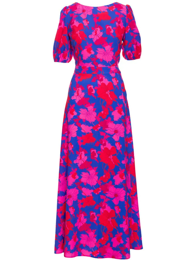 Kleid in Dunkelblau/ Pink
