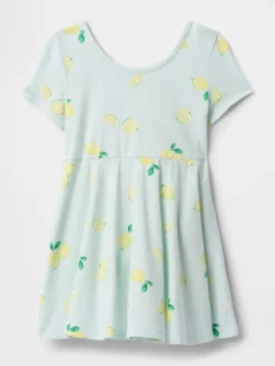 Kleid in Hellblau/ Gelb/ Grün