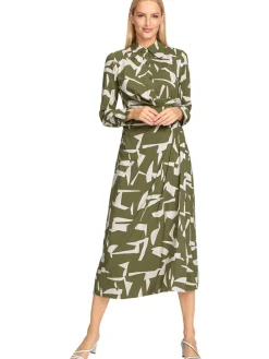 Kleid in Oliv/ Weiß