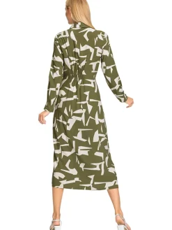 Kleid in Oliv/ Weiß