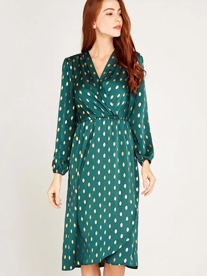 Kleid in Petrol/ Gold