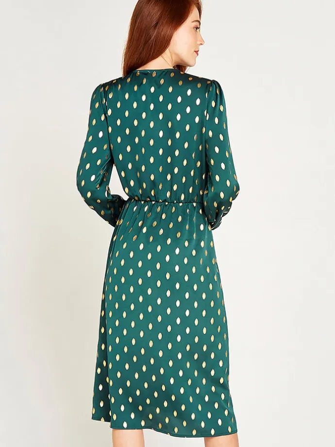Kleid in Petrol/ Gold