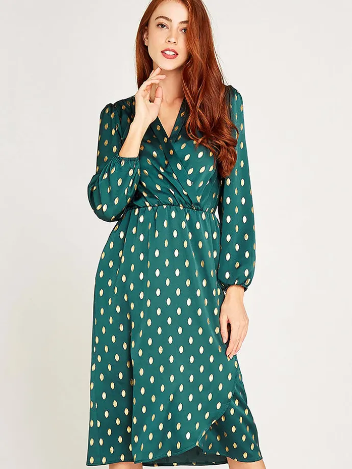 Kleid in Petrol/ Gold
