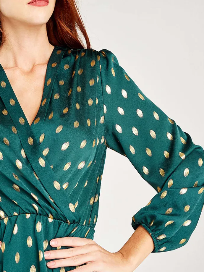 Kleid in Petrol/ Gold