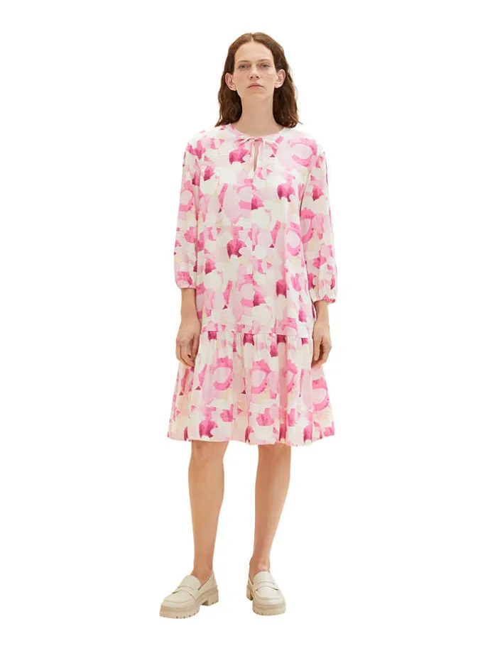 Kleid in Pink/ Creme