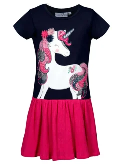 Kleid in Pink/ Dunkelblau