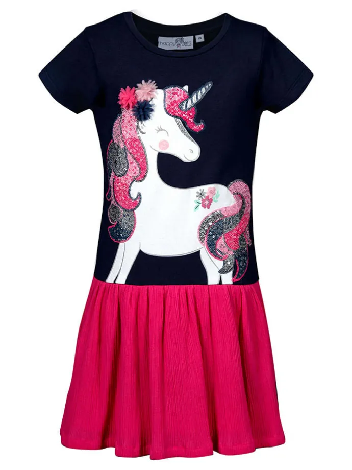 Kleid in Pink/ Dunkelblau