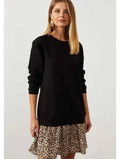 Kleid in Schwarz/ Beige
