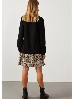 Kleid in Schwarz/ Beige