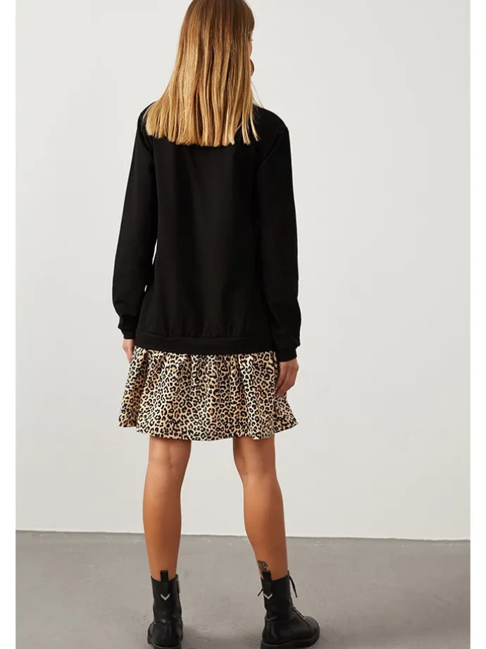 Kleid in Schwarz/ Beige