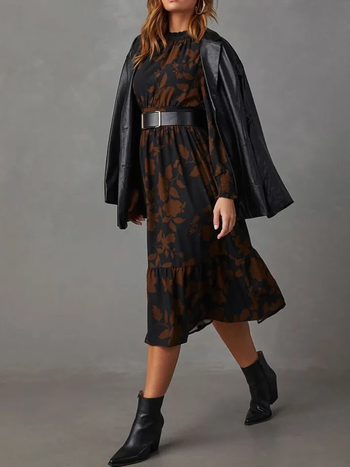 Kleid in Schwarz/ Braun