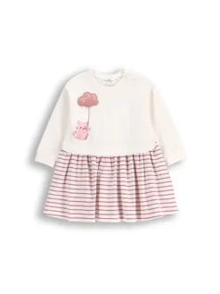 Kleid mit langen Ärmeln in ecru