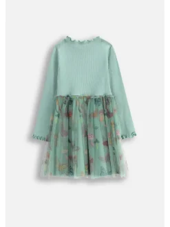 Kleid mit langen Ärmeln in grün