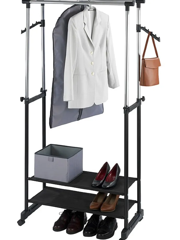 Kleiderstange "All In" in Schwarz/ Chrom - (B)89,5 x (H)169 x (T)43 cm