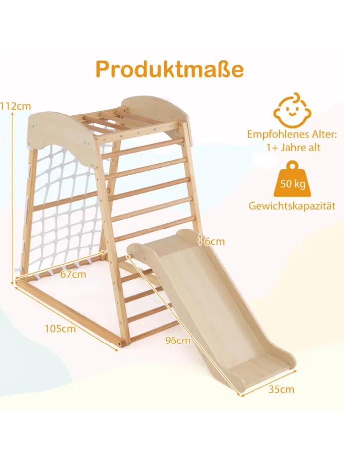 Klettergerüst Indoor 4 in 1 in Beige