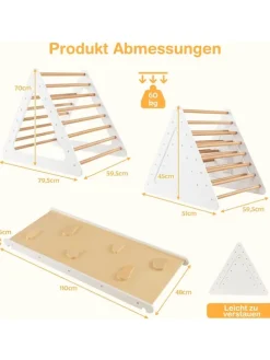 Klettergerüst Indoor inkl. 2 Kletterdreieck & Kletterleiter in Beige