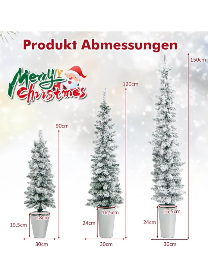 Künstliche Weihnachtsbäume 3 tlg. Set in Weiß