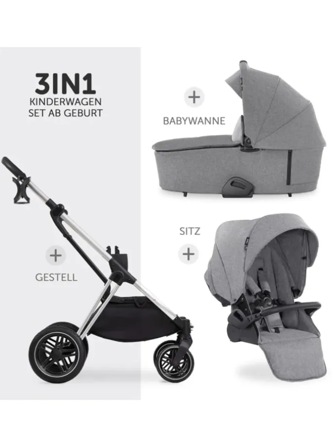 Kombi-Kinderwagen Vision X Duoset Black (Sportwagen in grau