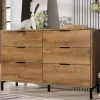 Kommode in Dunkleiche mit 6 Schubladen, 120x40x76 cm