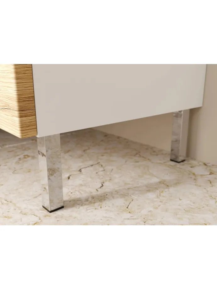 Kommode mit Schubladen, 60x34x97 cm, Badezimmerschrank, Weiß/Braun