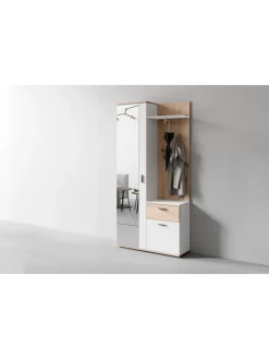 Kompaktgarderobe JAKOB in Eiche-Optik - B 97, H 197, T 30 cm