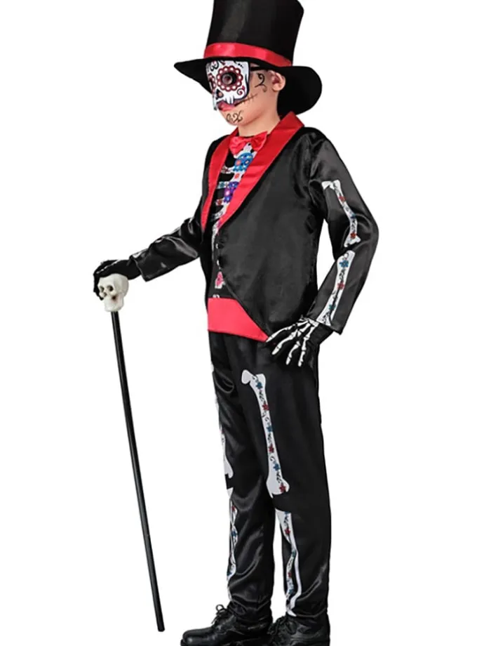 Kostüm "DIA DE LOS MUERTOS" in Schwarz/ Rot