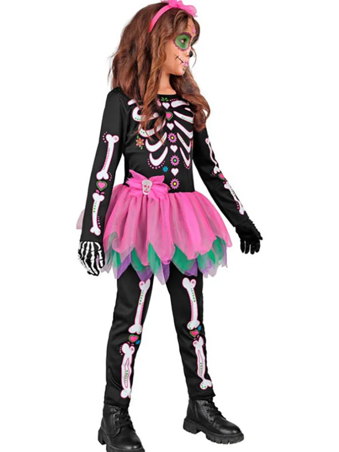 Kostüm "SKELETT" in Schwarz/ Pink