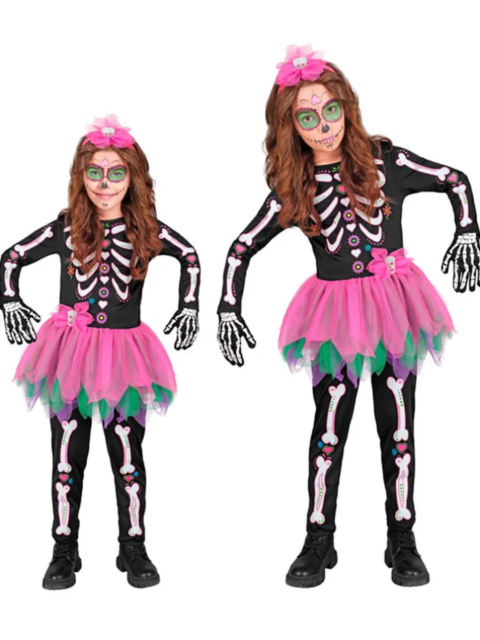 Kostüm "SKELETT" in Schwarz/ Pink