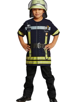 Kostüm-Shirt "Feuerwehr" in Dunkelblau/ Gelb