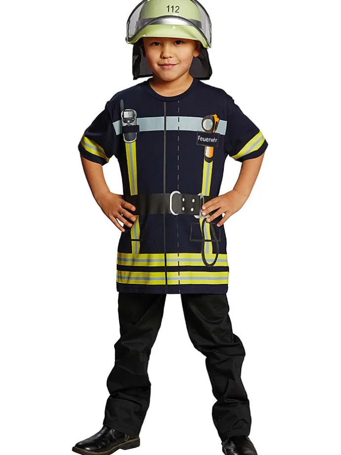 Kostüm-Shirt "Feuerwehr" in Dunkelblau/ Gelb