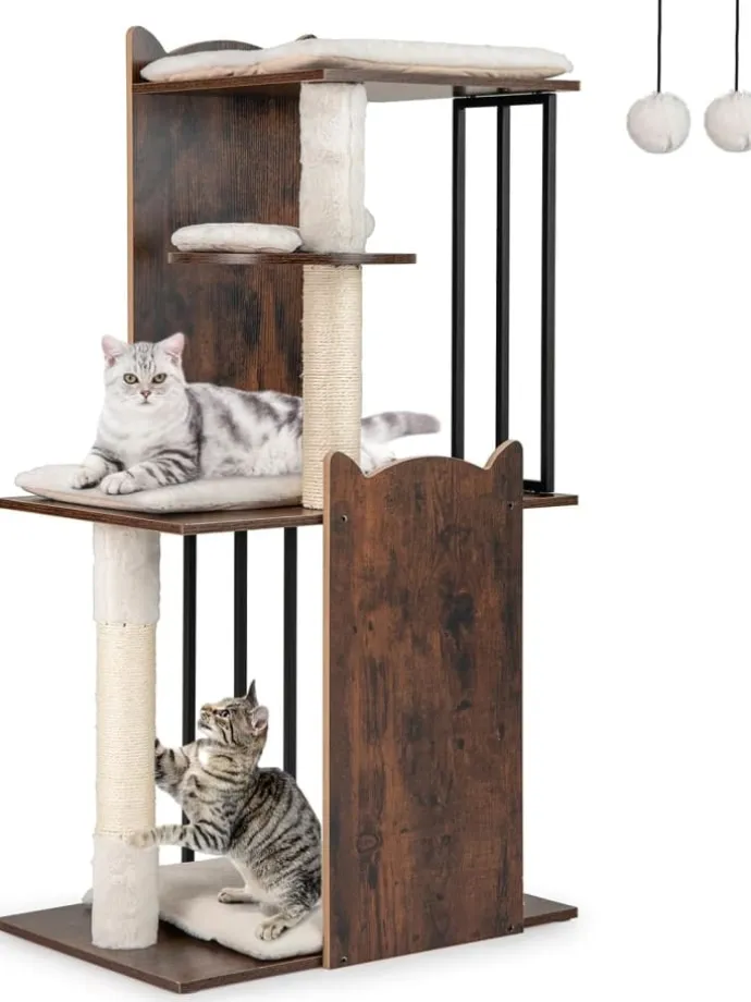 Kratzbaum Holz Metall 112 cm in Braun