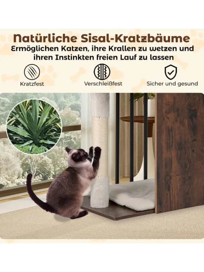 Kratzbaum Holz Metall 112 cm in Braun
