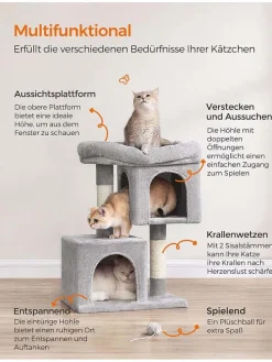 Kratzbaum in Hellgrau - (B)54 x (H)67 x (T)34 cm