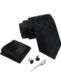 Krawatten-Set in Schwarz Quadrat