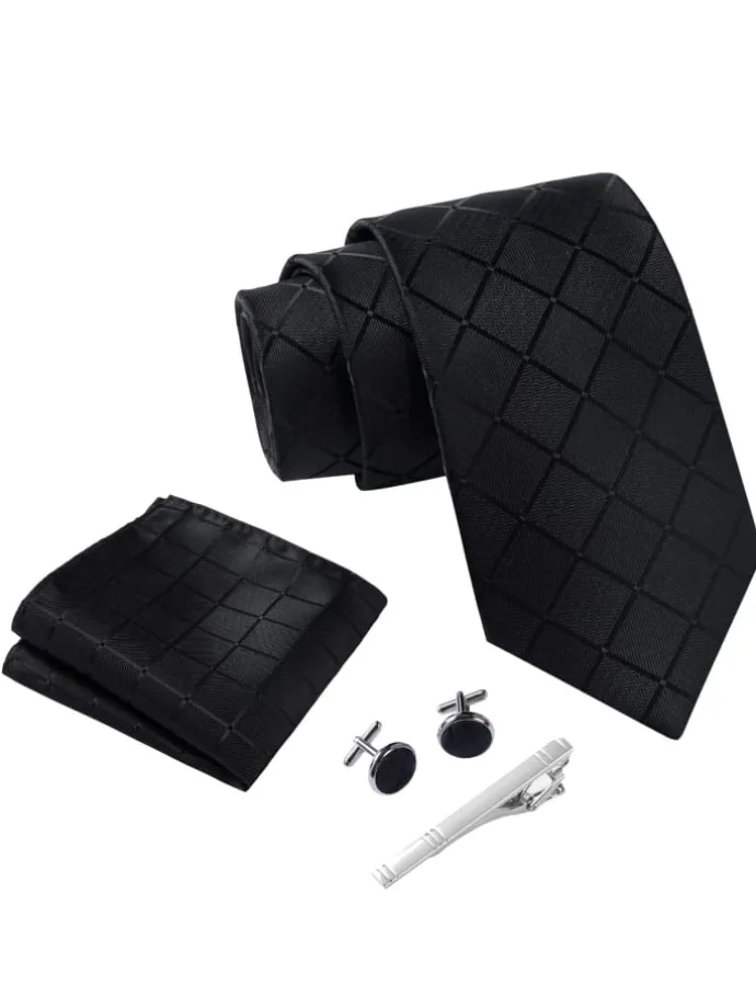 Krawatten-Set in Schwarz Quadrat