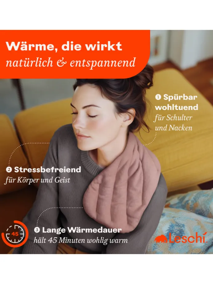 Körnerkissen 100 % Bio-Baumwolle, Wärmekissen "Rechteck" in rosa