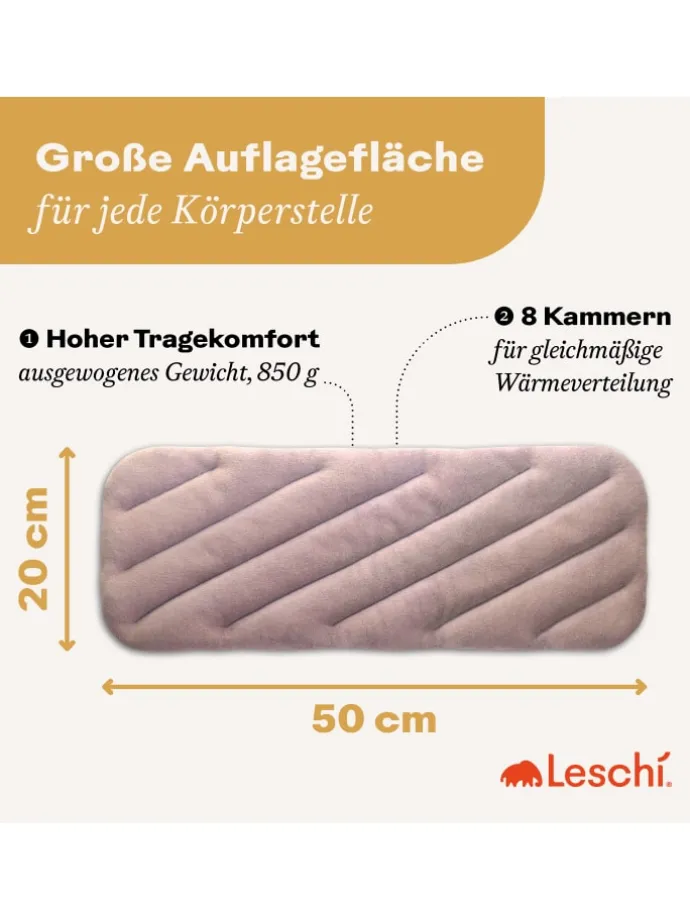 Körnerkissen 100 % Bio-Baumwolle, Wärmekissen "Rechteck" in rosa