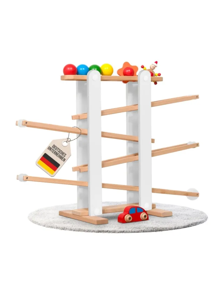 Kugelbahn Holz 7 mobile Teile in Grau