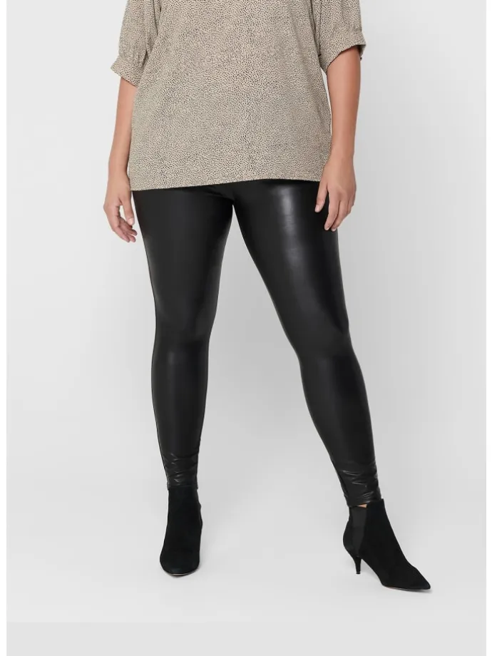 Kunstleder Hose Plus Size Elegante Leggings Basic CARROOL in Schwarz