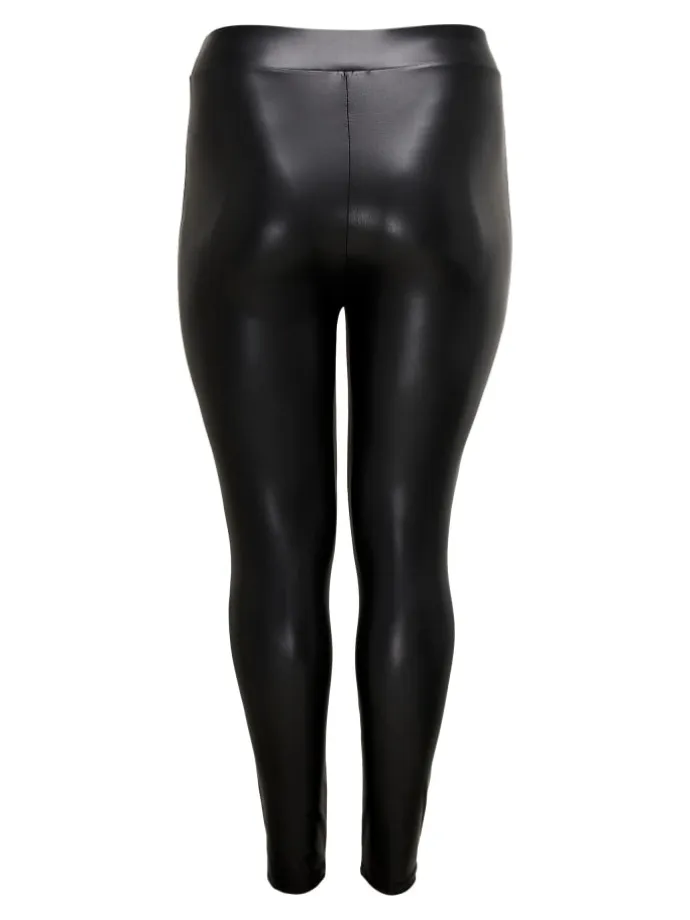 Kunstleder Hose Plus Size Elegante Leggings Basic CARROOL in Schwarz