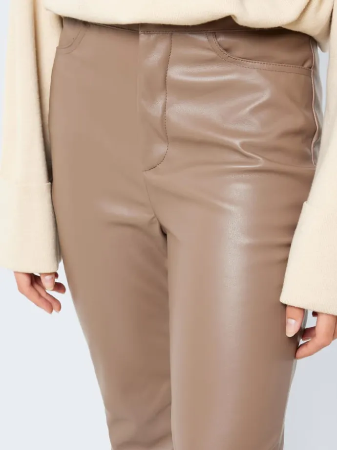 Kunstleder Hose PU Beschichtet NMANDY in Braun