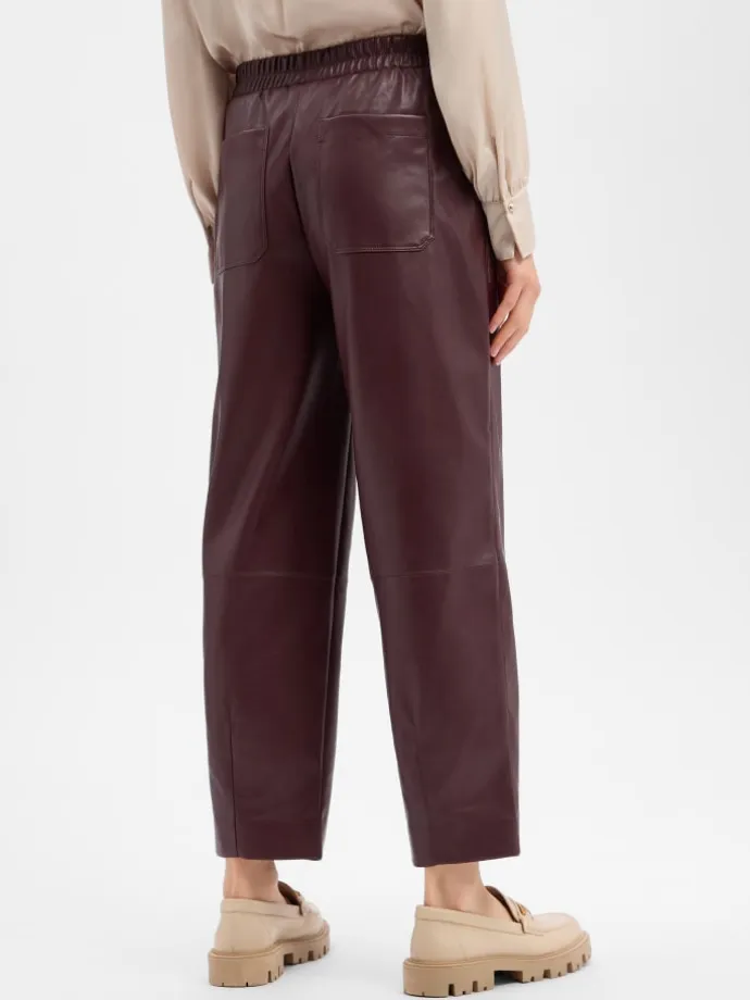 Kunstlederhose Myha Edgy in aubergine - 0001