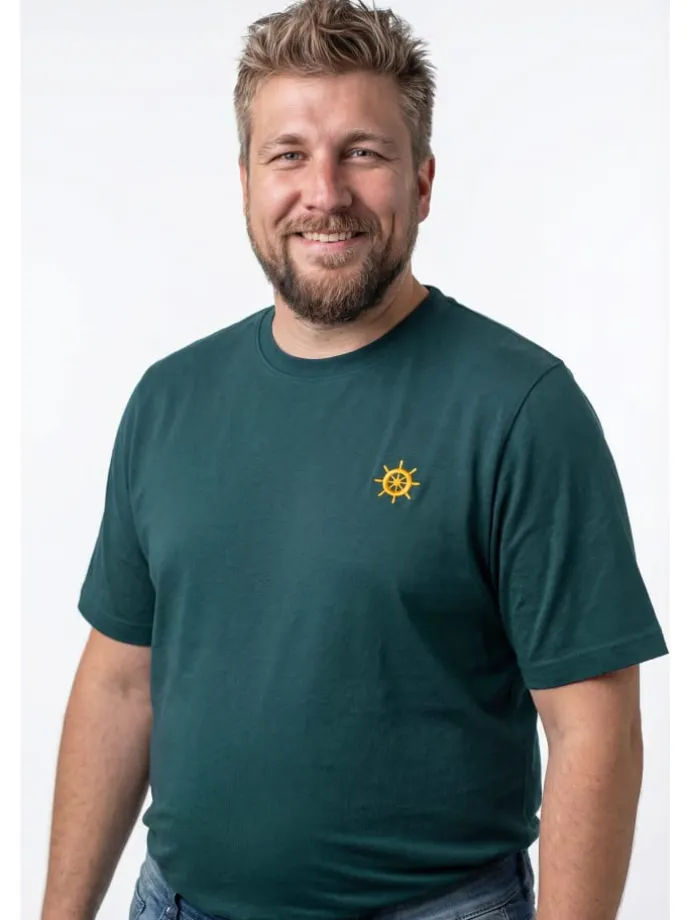 Kurzarm T-Shirt in tief grün