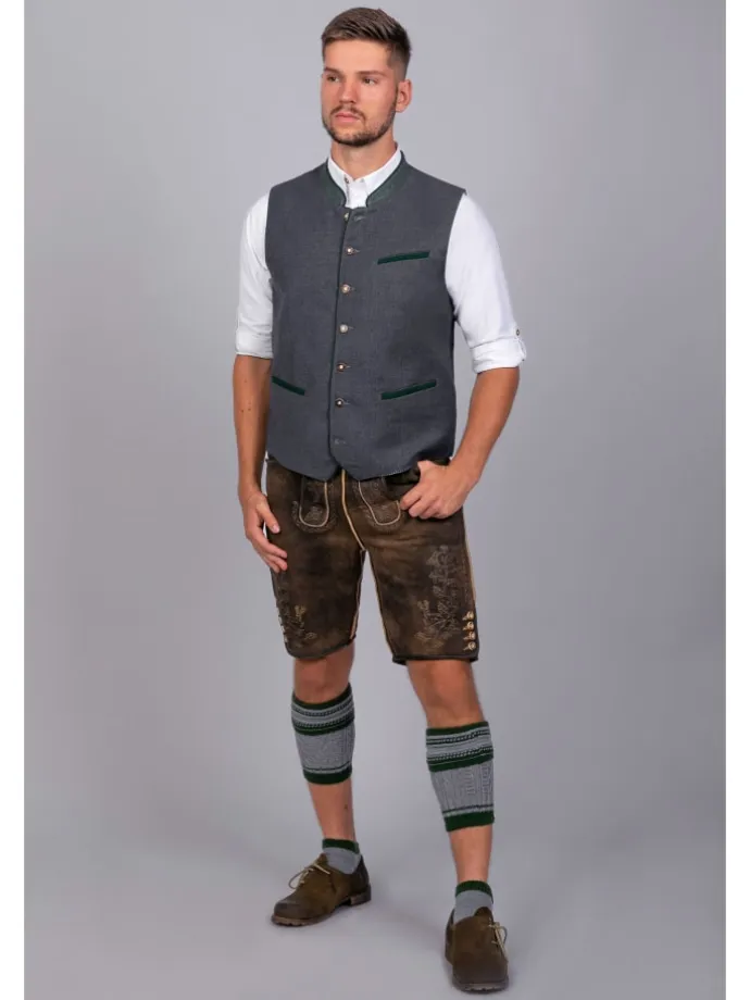 Kurze Hirschlederhose Josef in dunkelbraun
