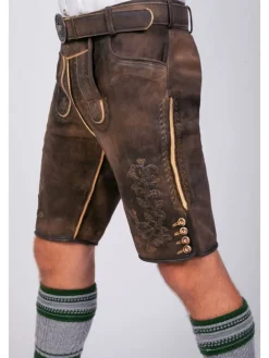 Kurze Hirschlederhose Josef in dunkelbraun