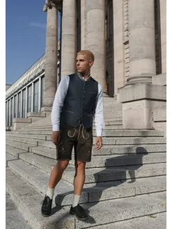 Kurze Hirschlederhose Stefan sämisch in dunkelbraun