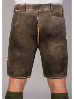 Kurze Hirschlederhose Stefan sämisch in dunkelbraun