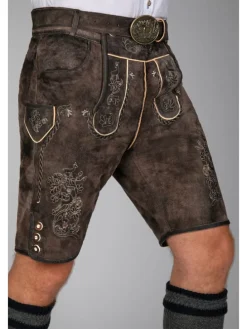 Kurze Trachtenlederhose Matze in dunkelbraun