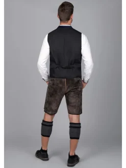 Kurze Trachtenlederhose Matze in dunkelbraun